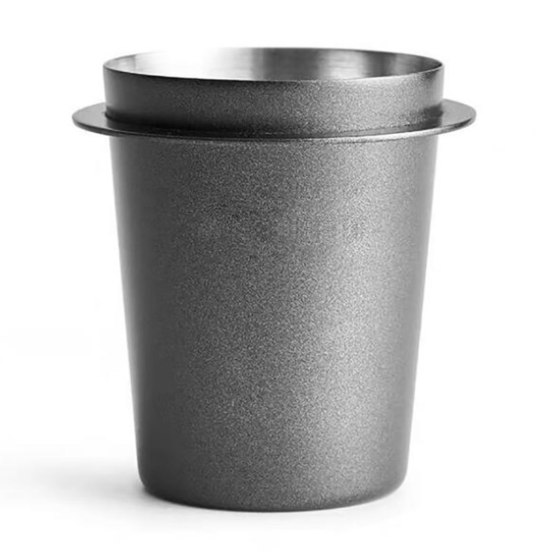 Doseringskopp av rostfritt stål kaffe snusande mugg pulvermatare för 58mm espressomaskiner portafilter kaffebutiker: Svart