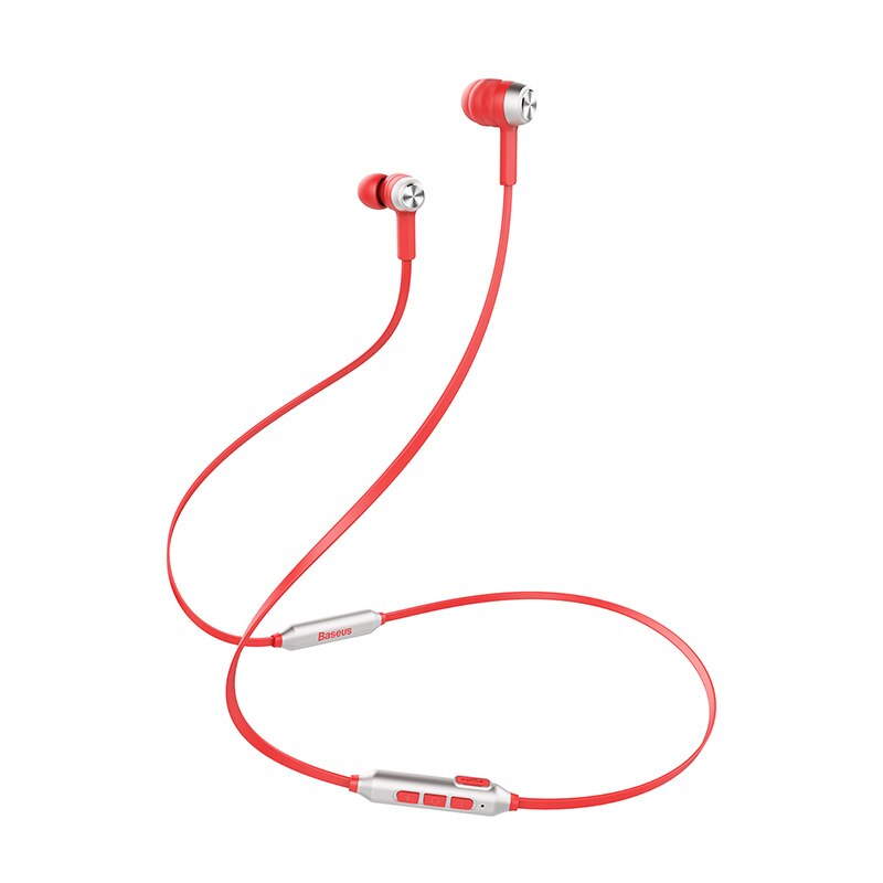 Baseus S06 Bluetooth Earphone Magnetic Wireless Earpieces Neckband Earbuds Sport Stereo Earphone for Phone Auriculares with Mic: RED