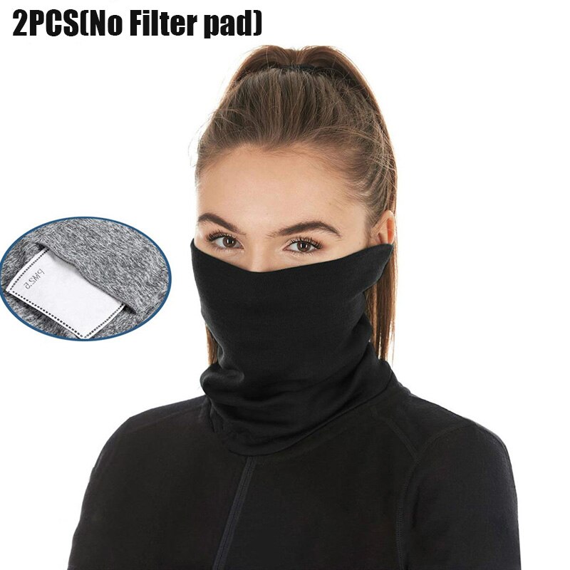 2 stk vindtæt vandreture ridetørklæde udendørs solbeskyttelse bandana iscykling faceneck gamacher tørklæde anti-sved cykling ansigtsmaske: Sort