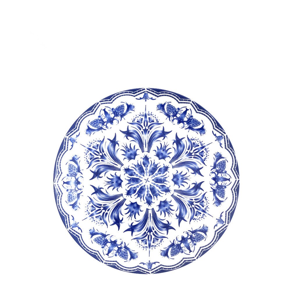 Kinesisk stil blå og hvid porcelæn retter bordservice restaurant tilpasset rund risplade hjem spiseplade salat pasta plader: 02 20.5cm
