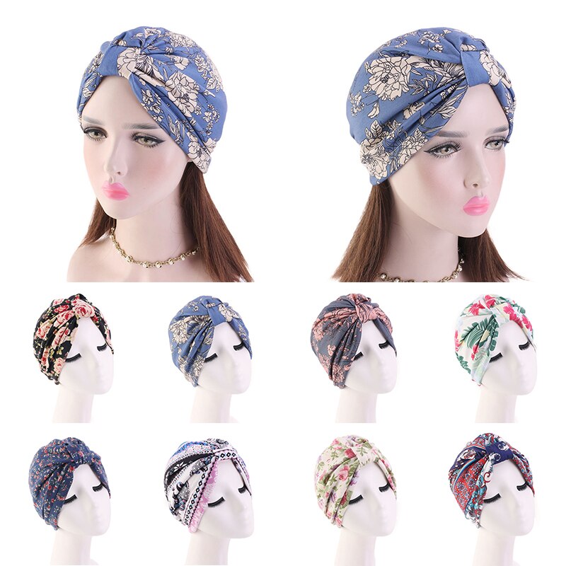 Kvinnor blommönster mössa muslimsk hijab kemo cancer keps islamisk håravfall hatt huvudsjal turban satin liner innerkeps arabisk