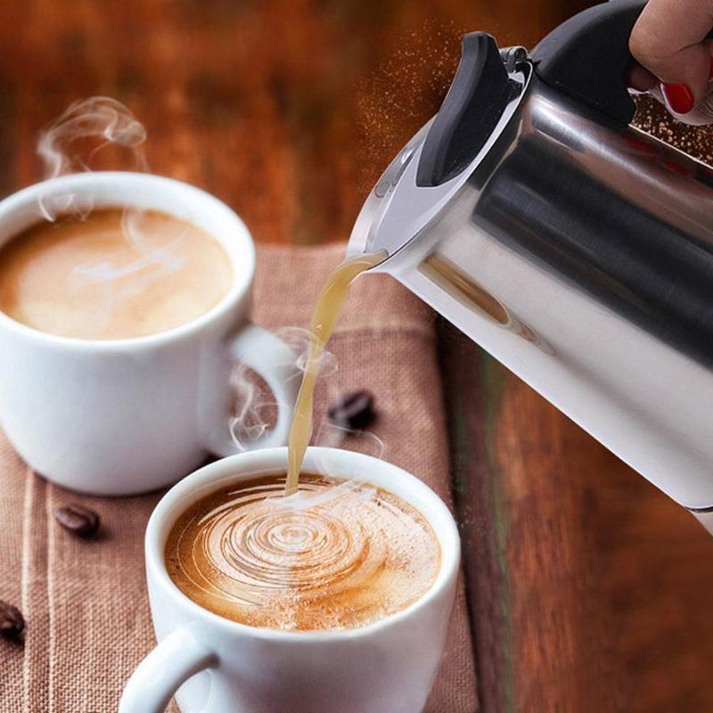 Spis moka kaffekanna rostfritt stål kaffebryggare moka espresso percolator spishäll kaffebryggare kruka 100/200/300/450 ml