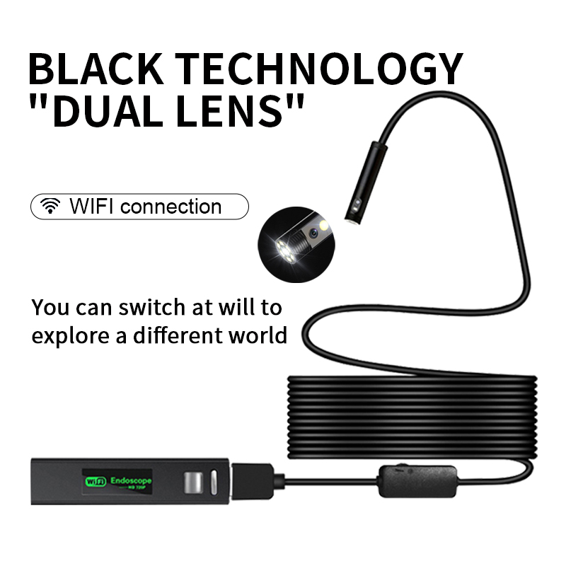 Wifi 8Mm Dual Lens 2MP Auto Endoscoop 3 In 1 Type C Usb Micro Aansluiten Boroscope Flexibele Camera Industriële tube Inspectie