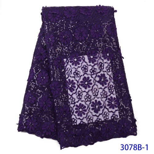 Franse Mesh Kant Stof Afrikaanse Kant Stof Nigeriaanse Veters Stoffen met Pailletten voor Jurken KS3078B: Picture 1