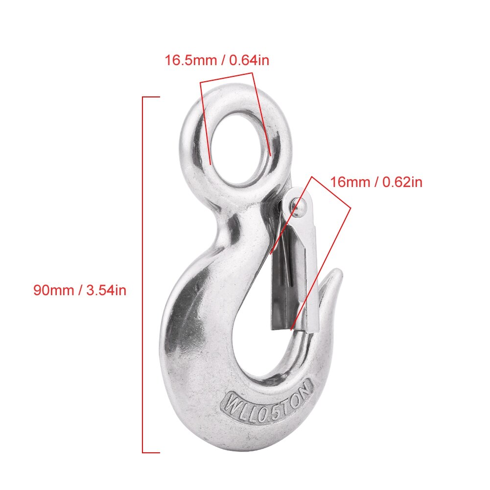 90mm/0.5T Stainless Steel Durable Electrolytic Polishing Authentic Swivel Round Eye Snap Clip Cargos Lifting Hook