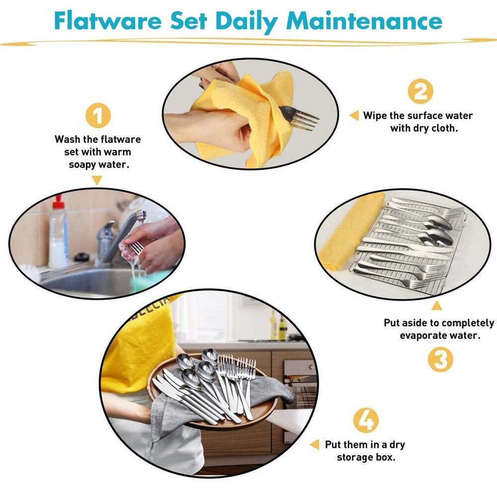 20 PCS Stainless Steel Silverware Flatware Set Dinnerware Mirror Polishing Cutlery Sets With Box Spoons Knives for