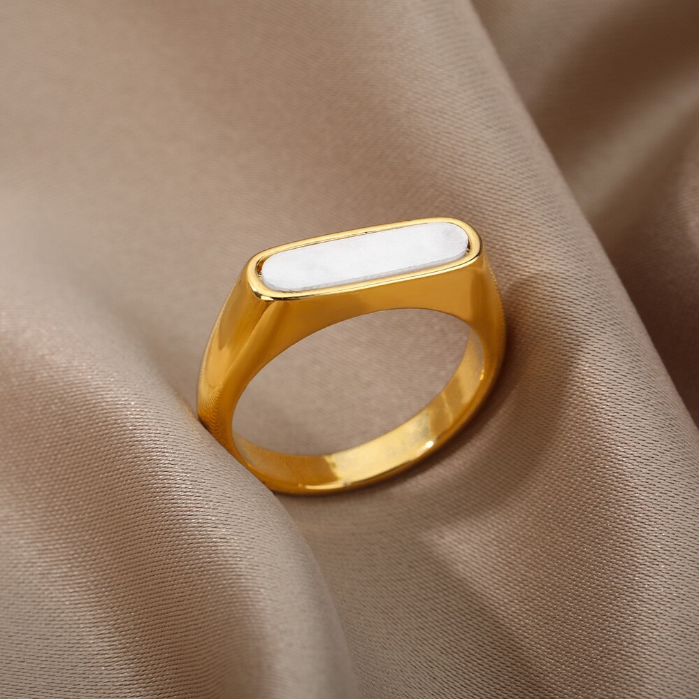 Wit Acryl Ringen Voor Vrouwen Mannen Goud Zilver Kleur Rvs Mannelijke Vrouwelijke Ring Engagement Wedding Party Finger Sieraden