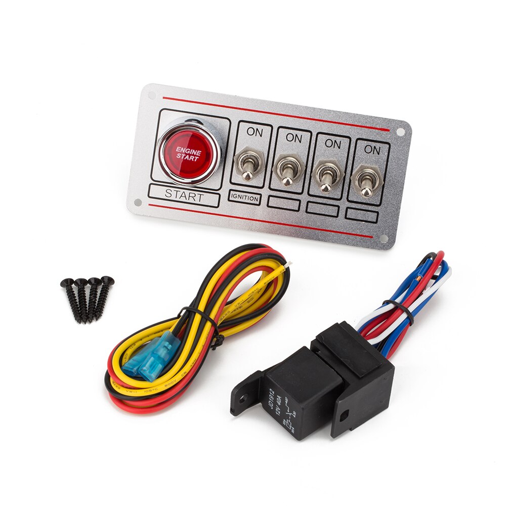 4 Pins Contactslot Panel Zwart Zilver Gezicht Automotive Ontsteking Accessoire Motor Elektrische Rocker