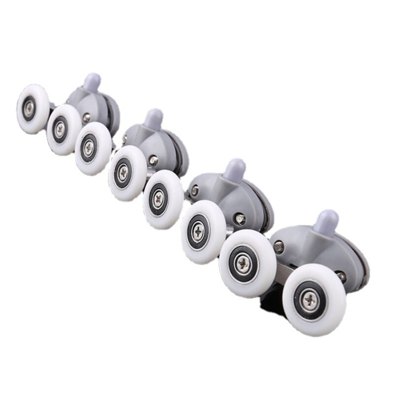 8x Twin Douche Glazen Deur 4 Top / 4 Bodem Rollen Lopers Wielen Katrollen 23Mm/25Mm