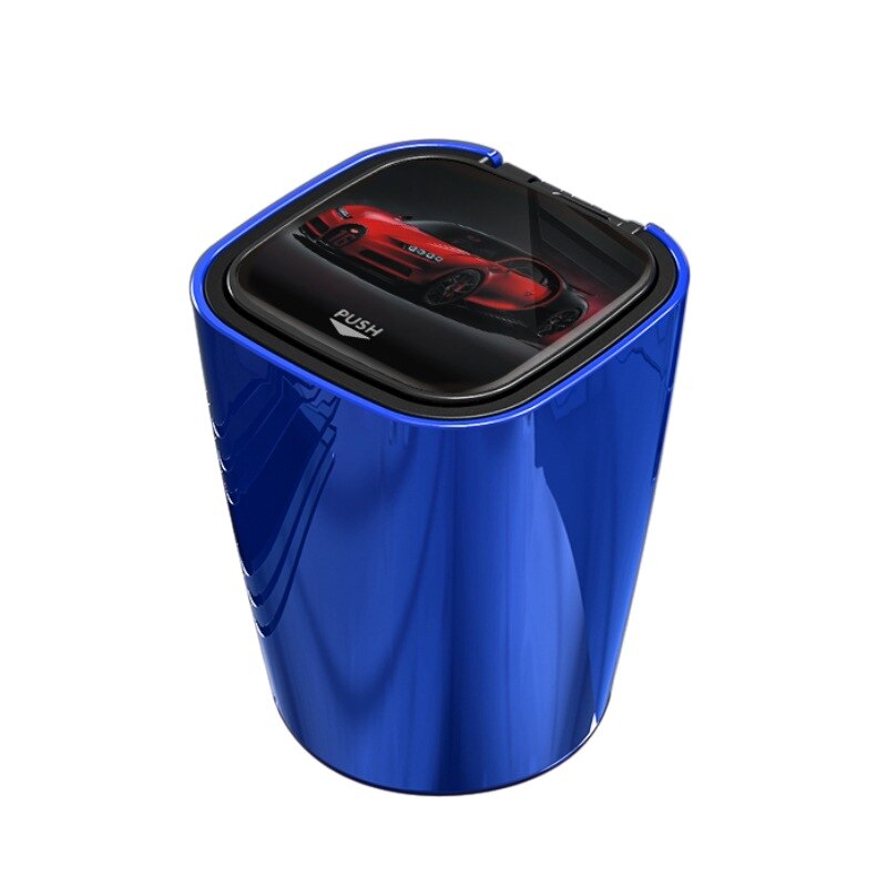 Cenicero multifunción para coche, accesorio con cubierta de luz LED azul, automático, retardante de llama, interior: Azul