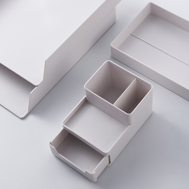 A4 Paper Organizer Document Plastic Case Office Table Desk Storage Superposition Filling File Box Holder
