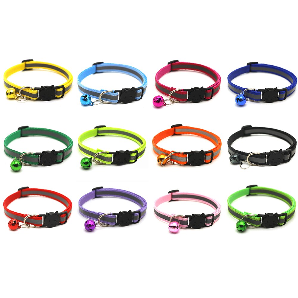 Reflecterende Halsband Met Bel Veiligheid Kat Halsbanden Puppy Halsband Voor Katten Kleine Honden Solid Pet Kraag Chihuahua Producten