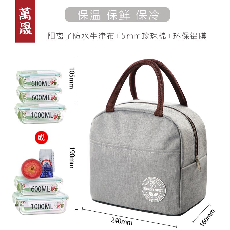Dikke Lunchbox Tas Isolatie Handtas Riem Rijst Zak Lunch Tas Kantoormedewerker Student Draagbare Lunchbox Tas: Light Grey