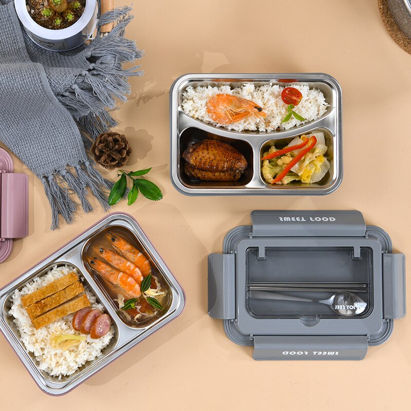 Lunch Box Bento Health Food Containers with Compartments Caixa Termica Thermos Thermal Loncheras Para Almuerzo Stainless Steel