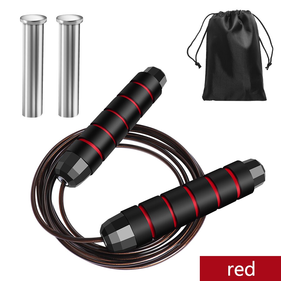 Cuerda de saltar para deportes rodamiento cuerda de saltar sin enredos en el pie cuerda de saltar ajustable velocidad rápida Comba equipamiento de Fitness Crossfit: Red with bag