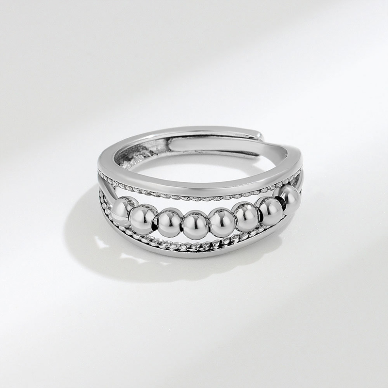 Kofsac Vintage Thai Zilveren Kralen Ring Spinner Spiraal Gesimuleerde Fidget Ringen Vrij Draaien Antistress Angst Ring Speelgoed Voor Meisje