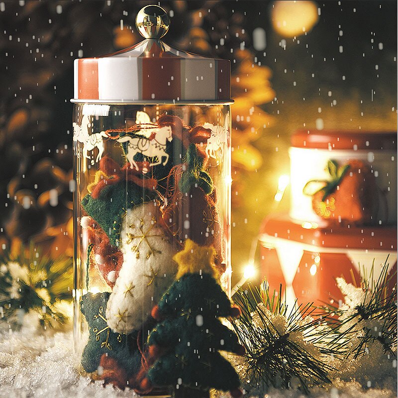 Verzegeld Opslag Jar Glas Transparant Koffieboon Graan Container Set Kerst Vochtbestendige Jar Carrousel Glas Voedingsmiddelen Fles