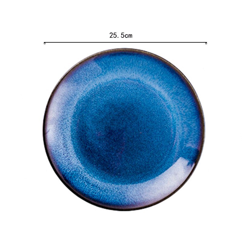KINGLANG japońnarty niebieski piec szkliwione ceramiczne płyty okrągłe główne talerze obiadowe talerz imprezowy: 10cal Plate