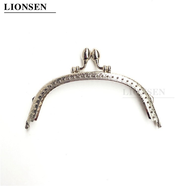 LIONSEN DIY 12.5cm Flower Bud Head Arc Metal Purse Frame Handle Kiss Clasp Lock for Bag Sewing Craft Tailor Accessories 3 colors: Silver