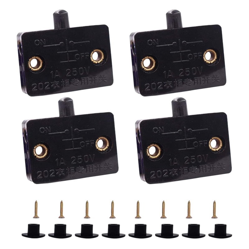 4 Pcs Kastdeur Schakelaar Kast Lamp Schakelaar Lades Open Op Close Deur Toepassing Op 12V 24V 110V: Black