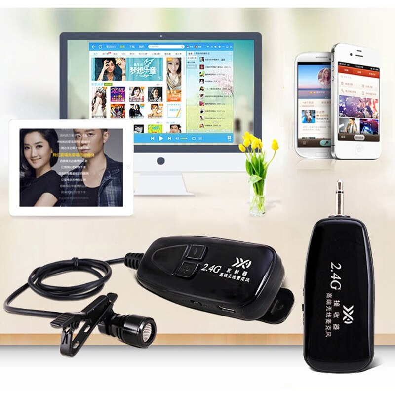 Nuovo 2.4G Wireless Cravatta Clip di Microfono Lavalier Risvolto MIC Chitarra Pickup per Altoparlante Portatile Audio &amp; Video