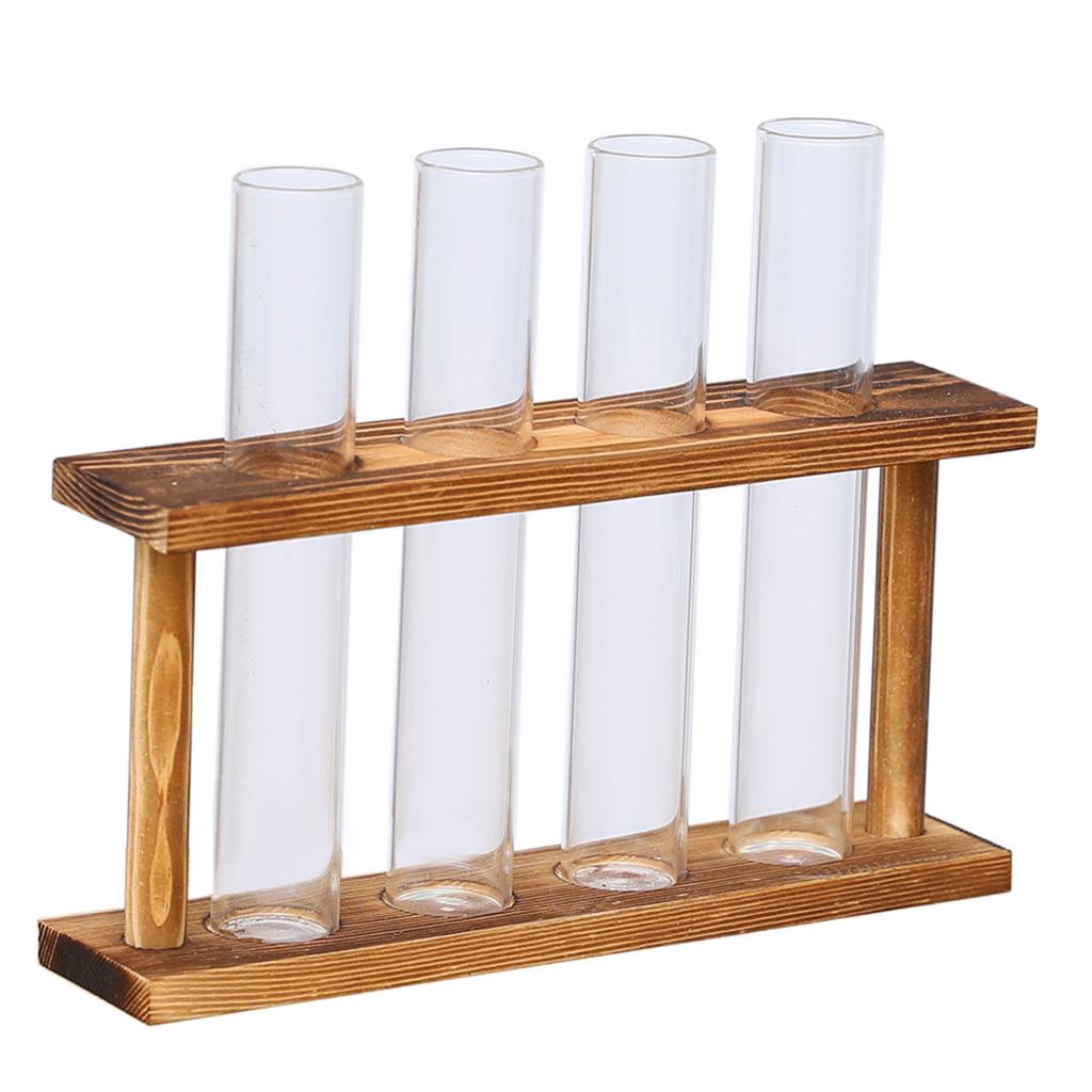 Vægmonteret hængende planter reagensglas terrarium blomstervase bordplade glasholder hydroponiske gode propagatorer til stiklinger: Træ