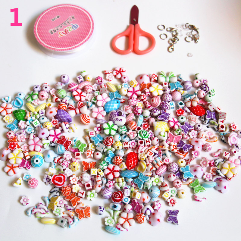 300-400 stk / sæt perler til smykkesæt kit diy tilbehør akryl afstandsstykke løs perle håndlavning børn educatinon legetøj til piger: 1