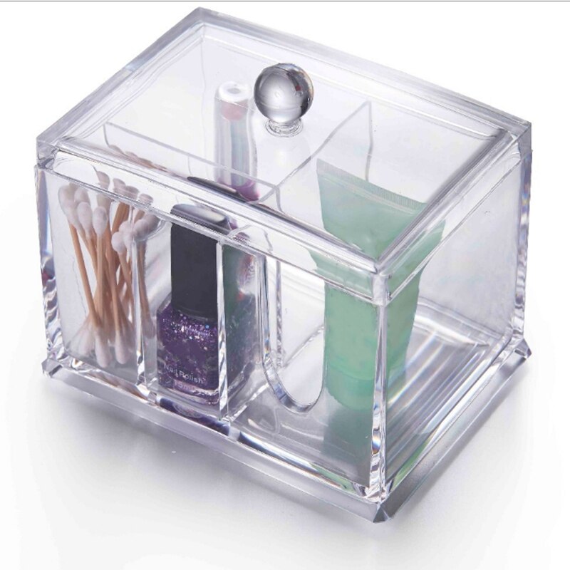 Square Acrylic Cotton Swab Glove Box Desktop Dustproof Cosmetic Jewelry Organizing Box