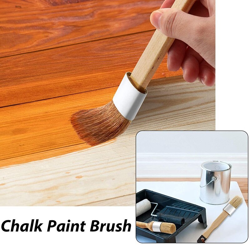 3Pack Chalk and Wax Paint Brushes Bristle Stencil Brushes for Wood Furniture Home Wall Decor