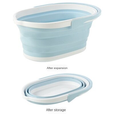 Folding Plastic Mop Bucket Camping Wash Bucket With Handle Floor Mop Cleaning Fishing Car Wash Bucket Household Tool WF106: Blue