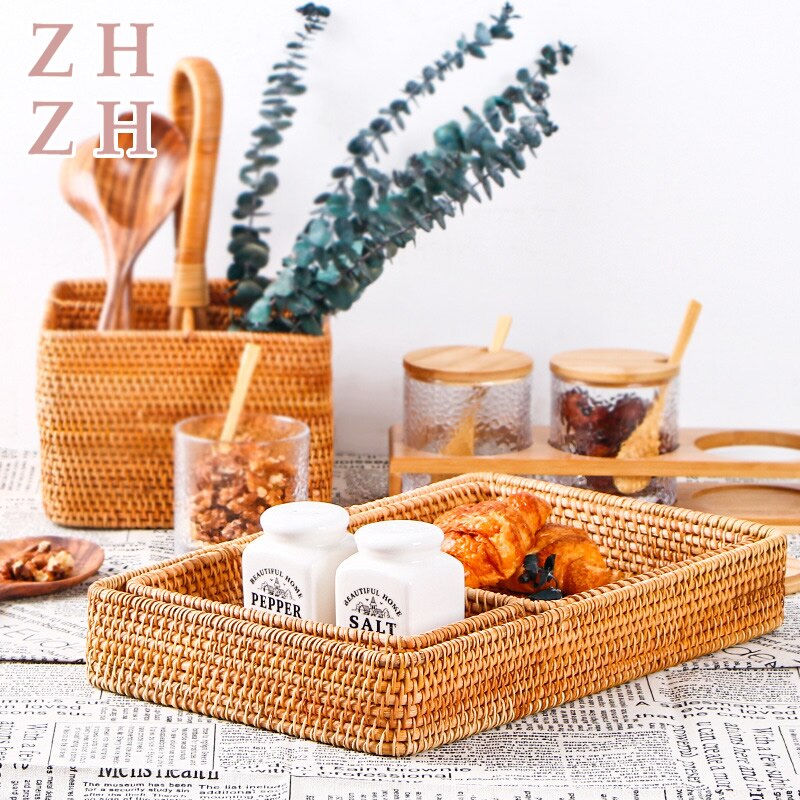 Hand-Geweven Opslag Mand Rotan Opbergvak Rieten Manden Brood Fruit Ontbijt Display Box Ambachten Home Decoratie