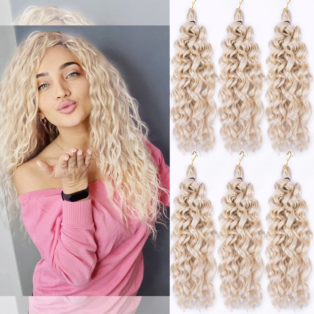 Synthetic Braiding Hair Extensions 18 Inch Ocean Wave Crochet Braid Hair Hawaii Afro Curls Natural Matt Heat Resistant Fiber