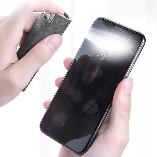 Limpiador de pantalla de microfibra 2 en 1, botella pulverizadora para teléfono móvil, Ipad, ordenador, paño de microfibra, toallitas para limpieza de gafas de Iphone