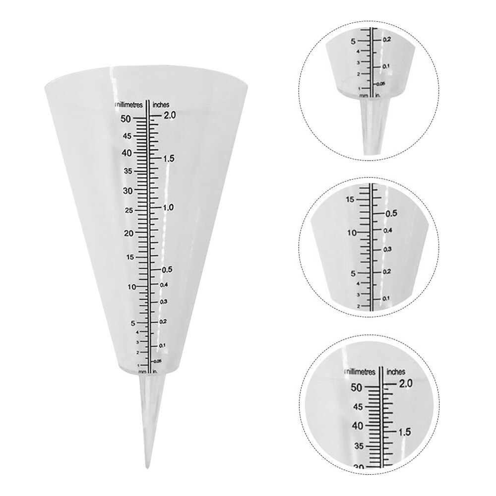 2pcs Cone Shaped Rain Gauge Plug Measuring Cup Transparent Rainfall Gauge