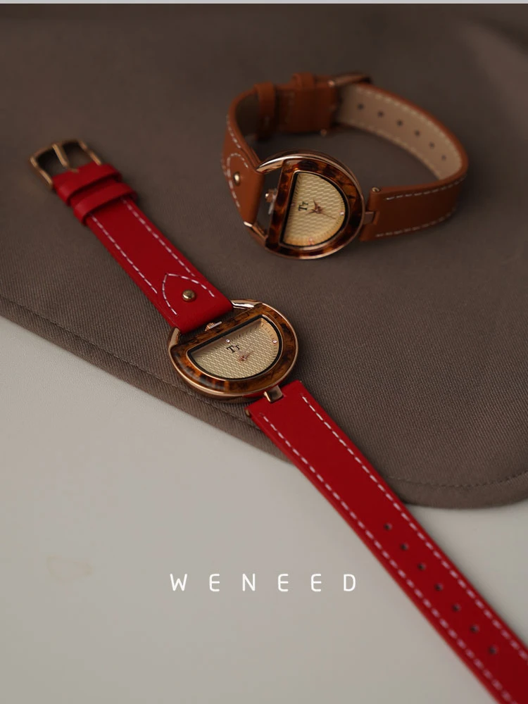 Relojes Vintage de cuero para mujer, ligeros, de lujo, con sentido del para personas mayores, reloj de cuarzo para mujer, Relojes con temperamento para mujer