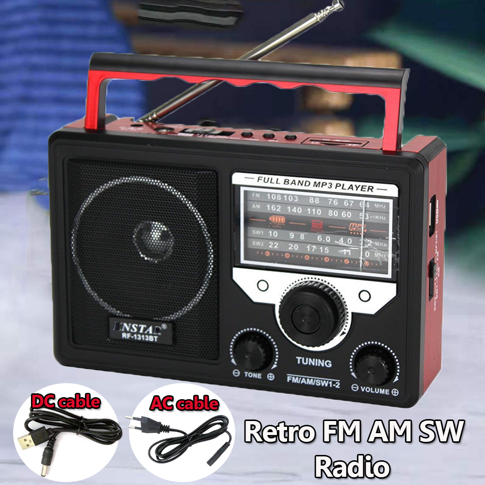 Portable FM AM SW Radio High Sensitivity Word Band Radios Receiver Wireless Bluetooth Speaker Support TF USB SD Card AC/DC Power