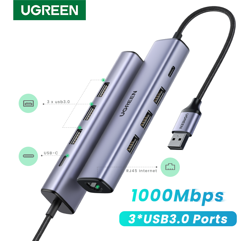 UGREEN scheda di rete HUB Ethernet USB da 1000Mbps per Computer portatile Xiaomi Mi Box adattatore Ethernet USB HUB Ethernet Lan USB