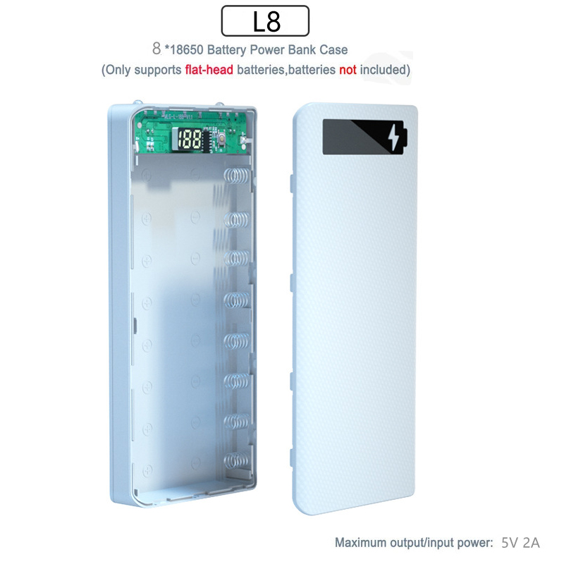 DIY Power Bank 18650 Battery Case Power Bank Battery Storage Box Powerbank Box Charger Shell Case 8X 10X 18650 Type C Interface: Blue