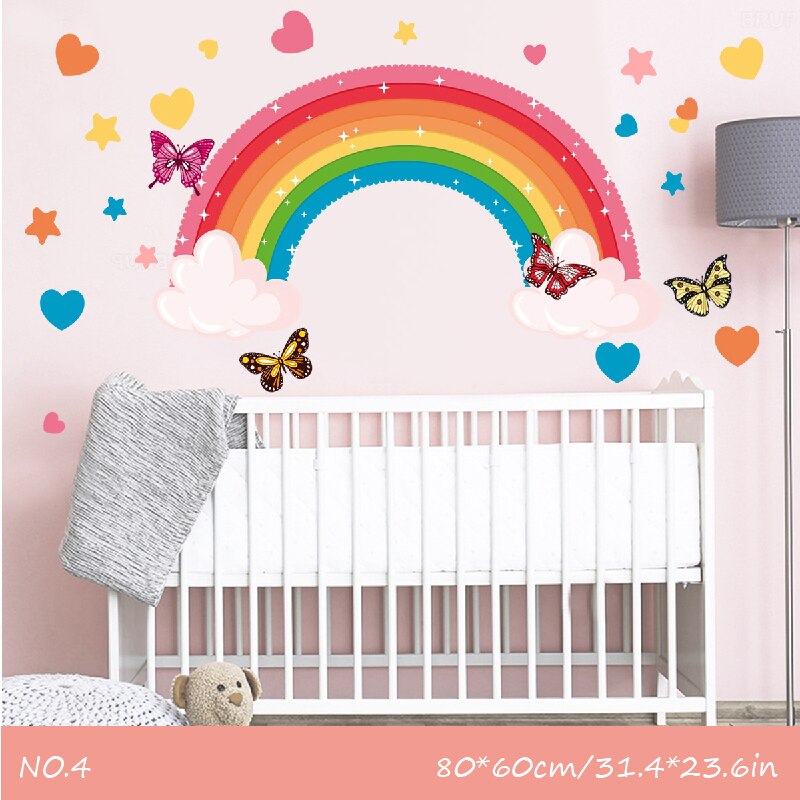 Regnbågsvägg vinyldekaler klistermärken för barnrum förskola baby barn & #39 ;s dekoration heminredning: Nr .4