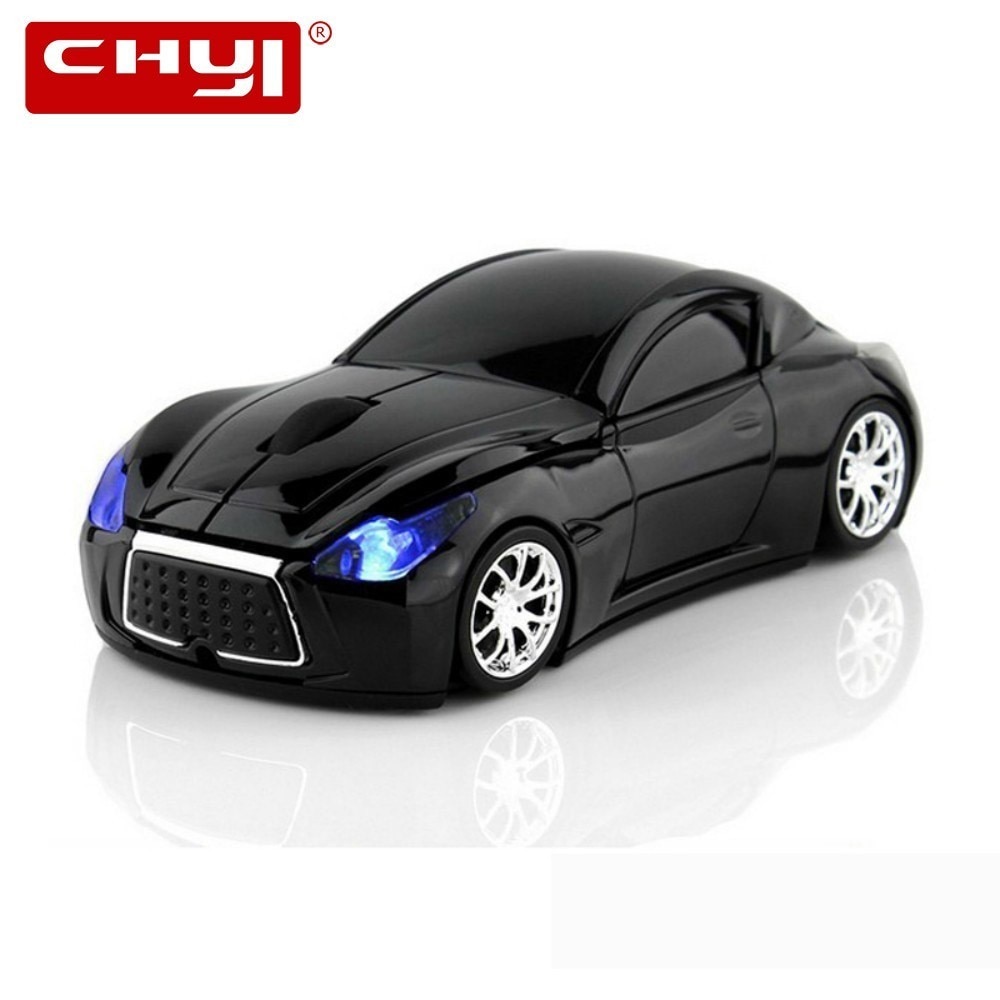 Chyi auto-vormige draadloze muis, usb optische computer mini-muis, 3d pc 1600 dpi muis met led-lampje voor kindernotebook en laptop