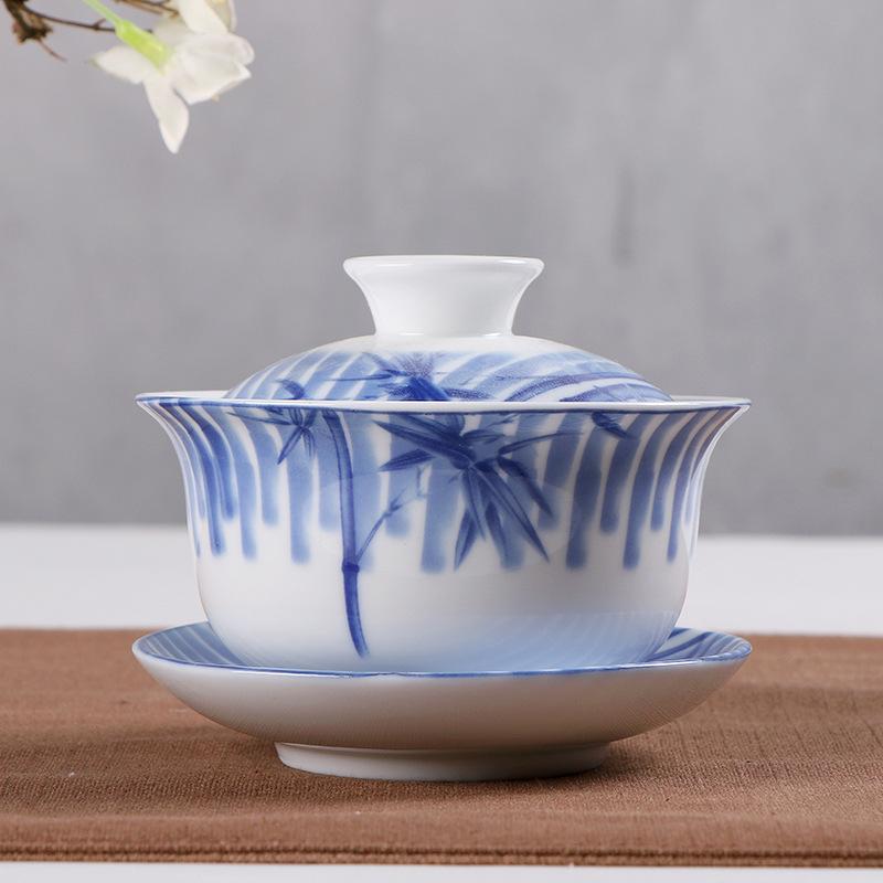 1 stk 150ml keramik gaiwan te terrin kinesisk stil porcelæn grydesæt rejse kedel håndmalet tekopper te tilbehør: 4