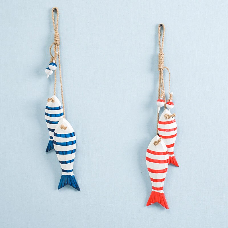 Handcraft Nautical Wood Fish Décor Coastal Wooden Fish Wall Hanging Door Home Garden Decoration