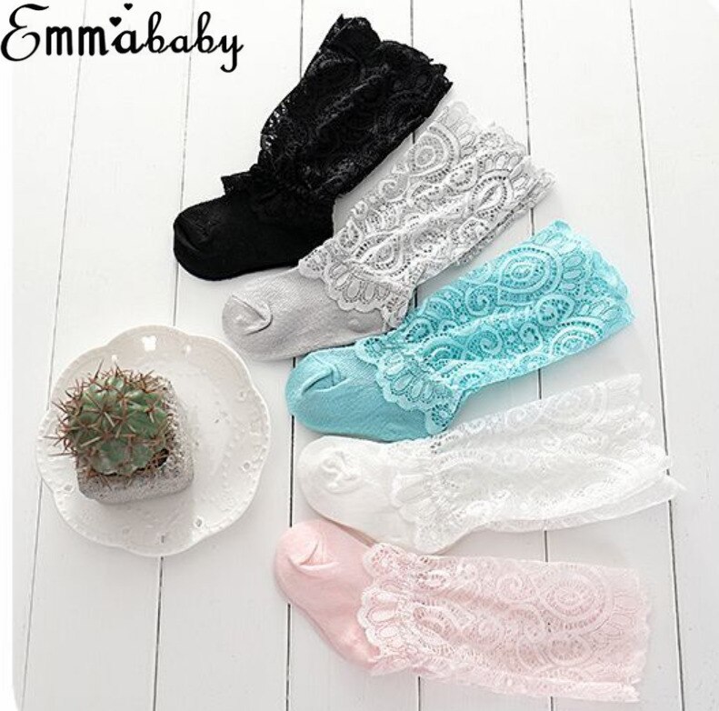 Summer Baby Toddlers Girls Lace Knee High Long Soft Cotton Lace Ruffle Socks Kids Socks