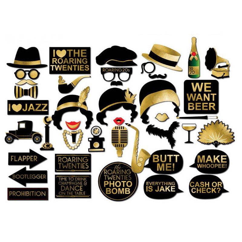 Great Gatsby Party Photo Booth Props. Printable Roaring 20s Photobooth Props. 20s Props, 1920s party props, Flapper Theme party: Default Title