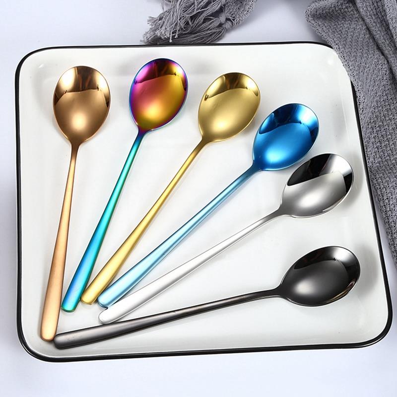 Eenvoudige Salade Lepel 8Pcs Rvs Lepel Serveren Diner Lepels Kleurrijke Unieke Lepels Voor Keuken