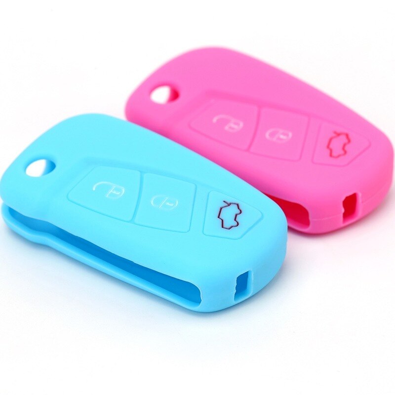 3 Buttons Silicone Car Key Case for Ford KA MK2 Aftermarket Folding Keychain Holder Remote Control Fob Protector Cover