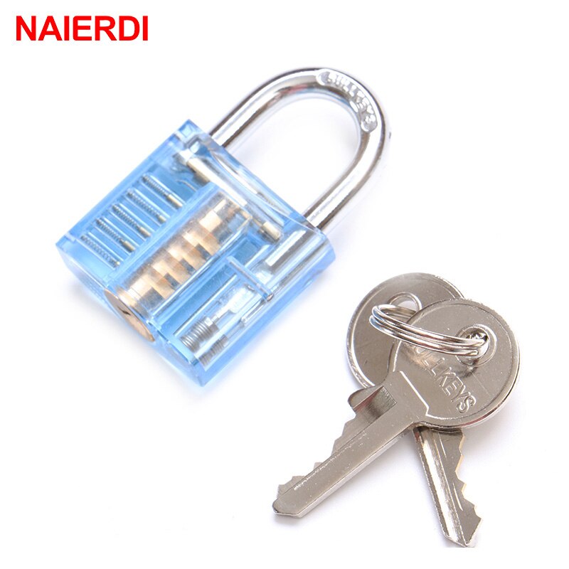 Naierdi Transparante Sloten Pick Zichtbaar Cutaway Mini Praktijk View Hangslot Hasps Training Vaardigheid Voor Slotenmaker Meubels Hardware: Blue No Box