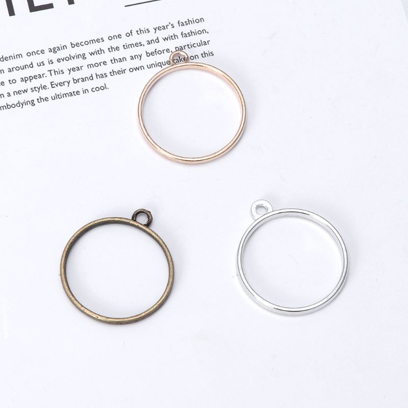 10Pcs Round Pendant Press Flower DIY UV Resin Blank Frame Bezel Jewelry Making