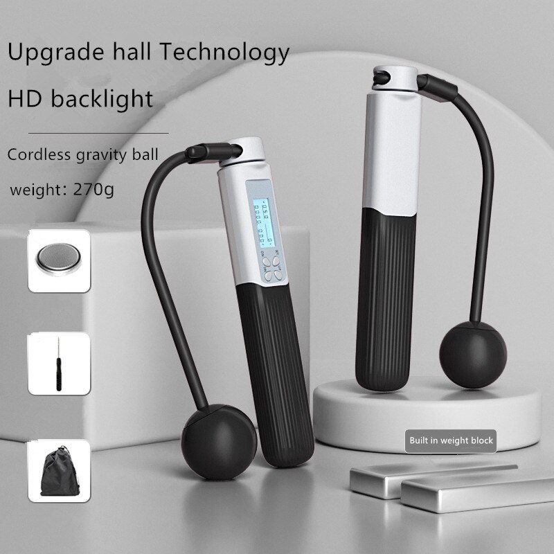 Cuerda de conteo inteligente para saltar, accesorio inalámbrico para gimnasio, Fitness, Crossfit, rodamiento de peso, fitness, aeróbico, quema de grasa: Classic black01