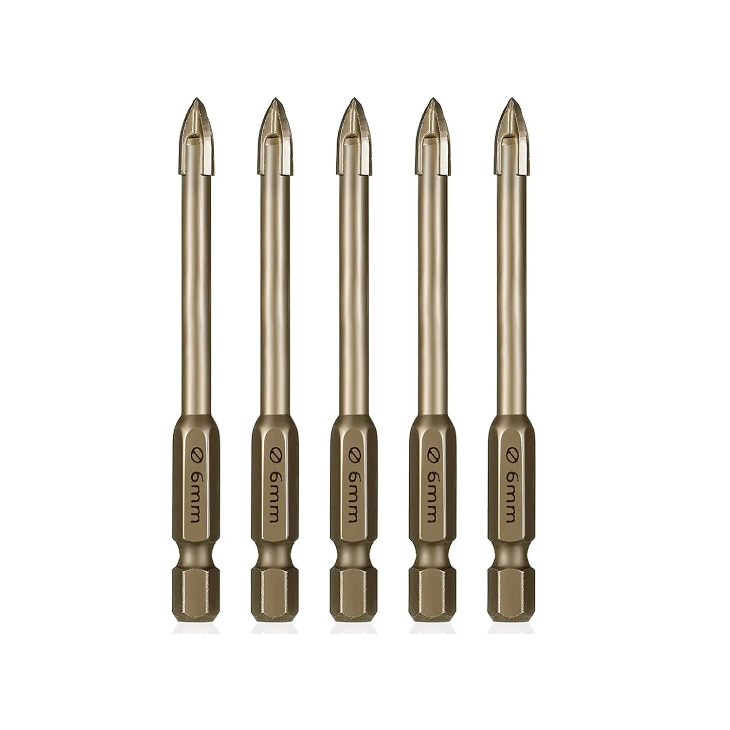 Glas Beton Boor Set Legering Carbide Punt met Snijranden Tegel Glas Kruis Speerkop Hex Keramische Boren Tool: Blauw